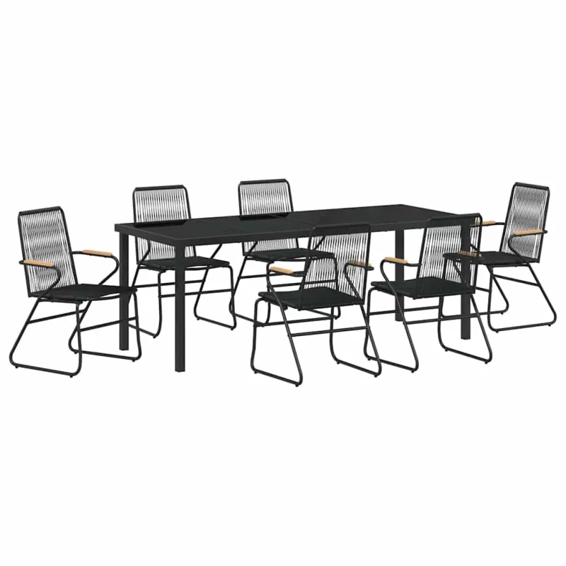 Sodo valgomojo komplektas 7 pcs Juoda