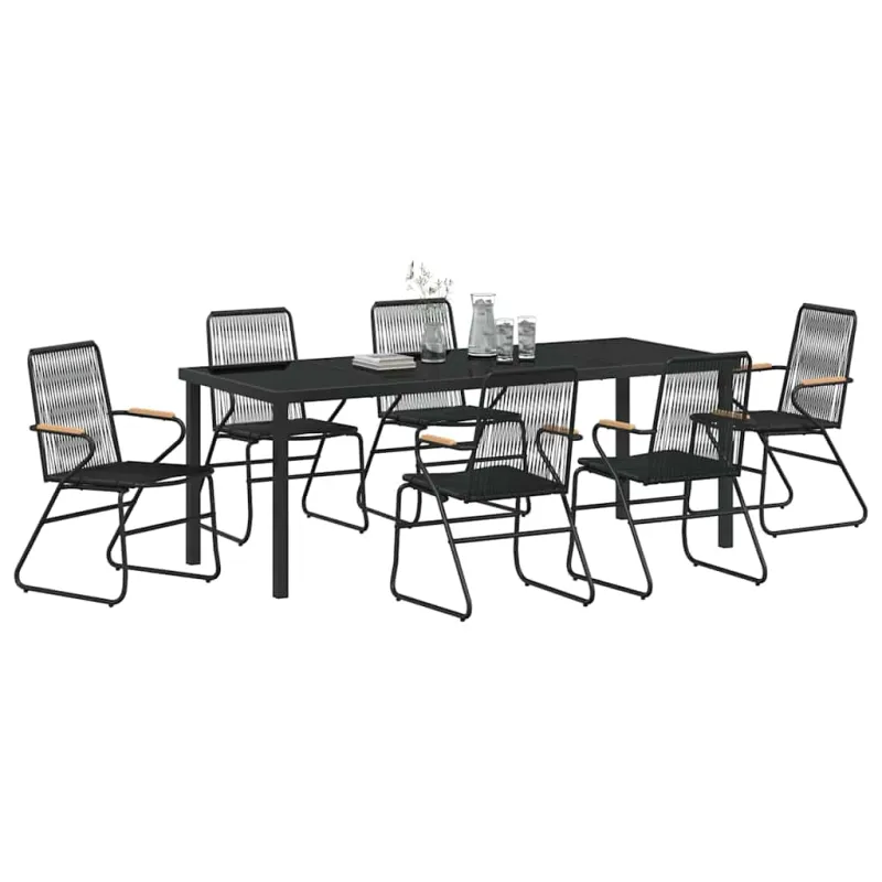 Sodo valgomojo komplektas 7 pcs Juoda