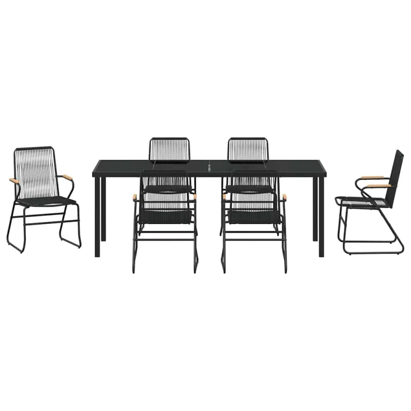 Sodo valgomojo komplektas 7 pcs Juoda