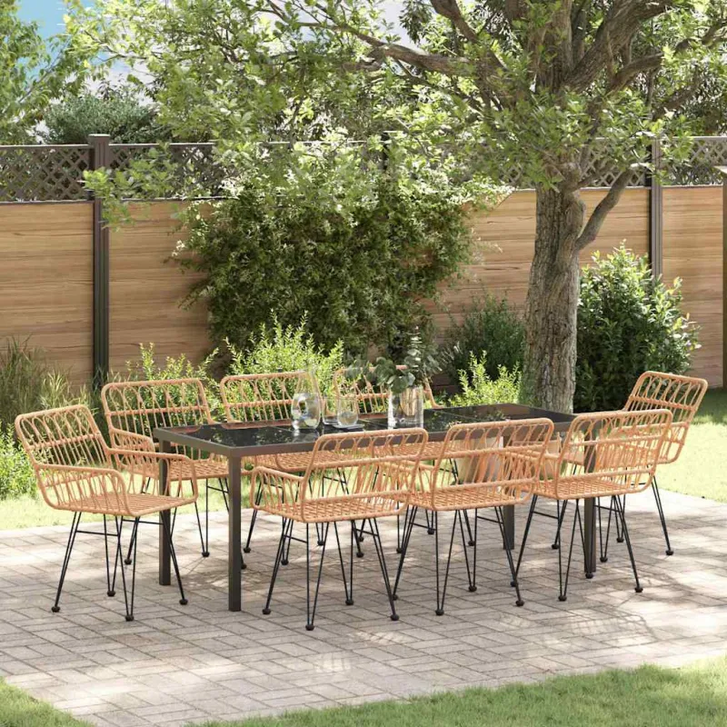 Sodo valgomojo komplektas 9 pcs Ruda