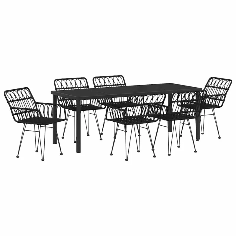 Sodo valgomojo komplektas 7 pcs Juoda