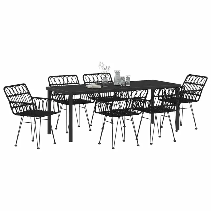 Sodo valgomojo komplektas 7 pcs Juoda
