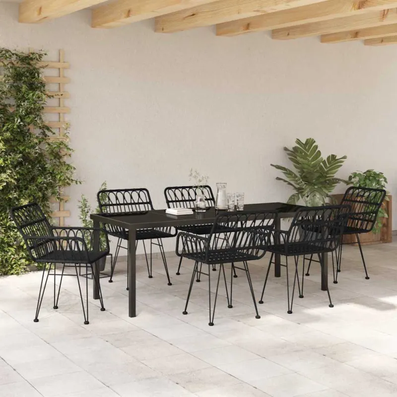 Sodo valgomojo komplektas 7 pcs Juoda