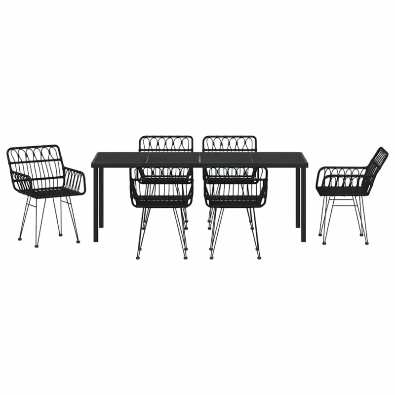Sodo valgomojo komplektas 7 pcs Juoda
