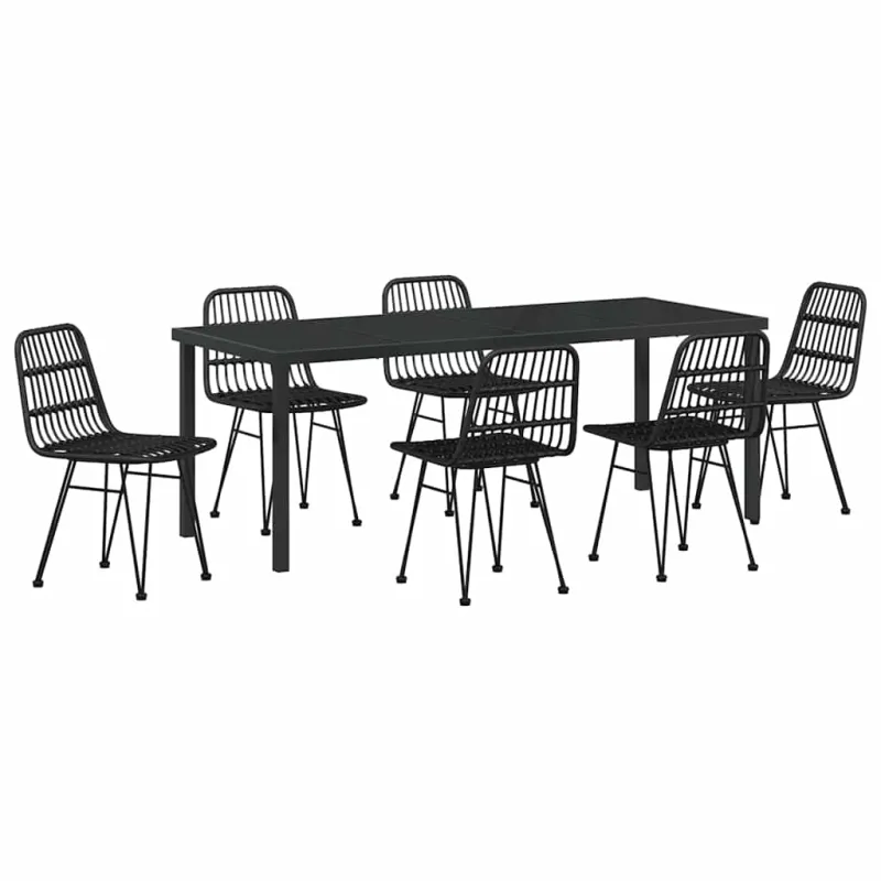 Sodo valgomojo komplektas 7 pcs Juoda