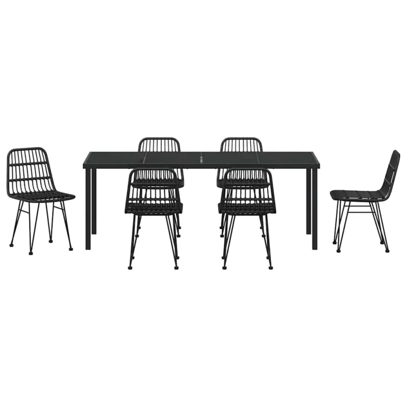 Sodo valgomojo komplektas 7 pcs Juoda