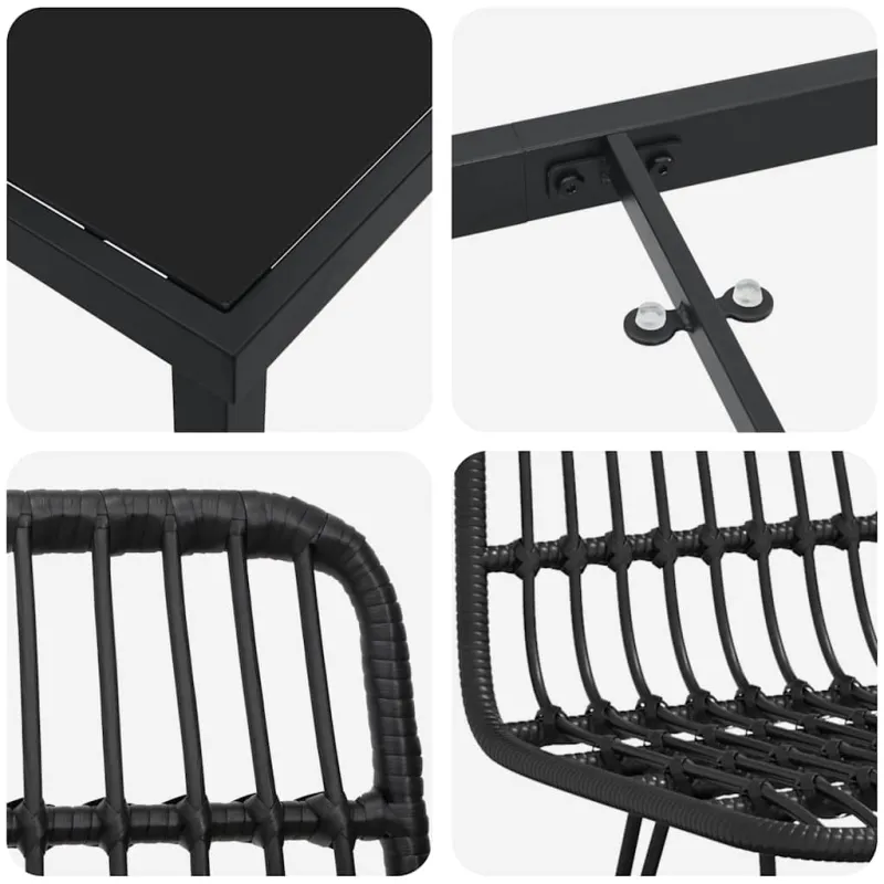 Sodo valgomojo komplektas 7 pcs Juoda