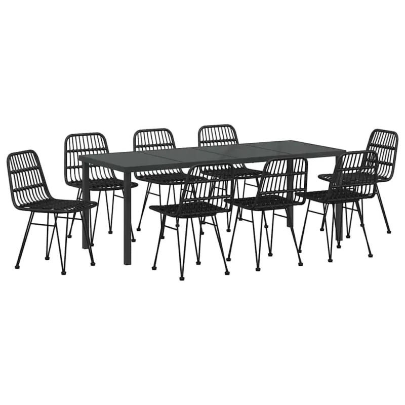 Sodo valgomojo komplektas 9 pcs Juoda