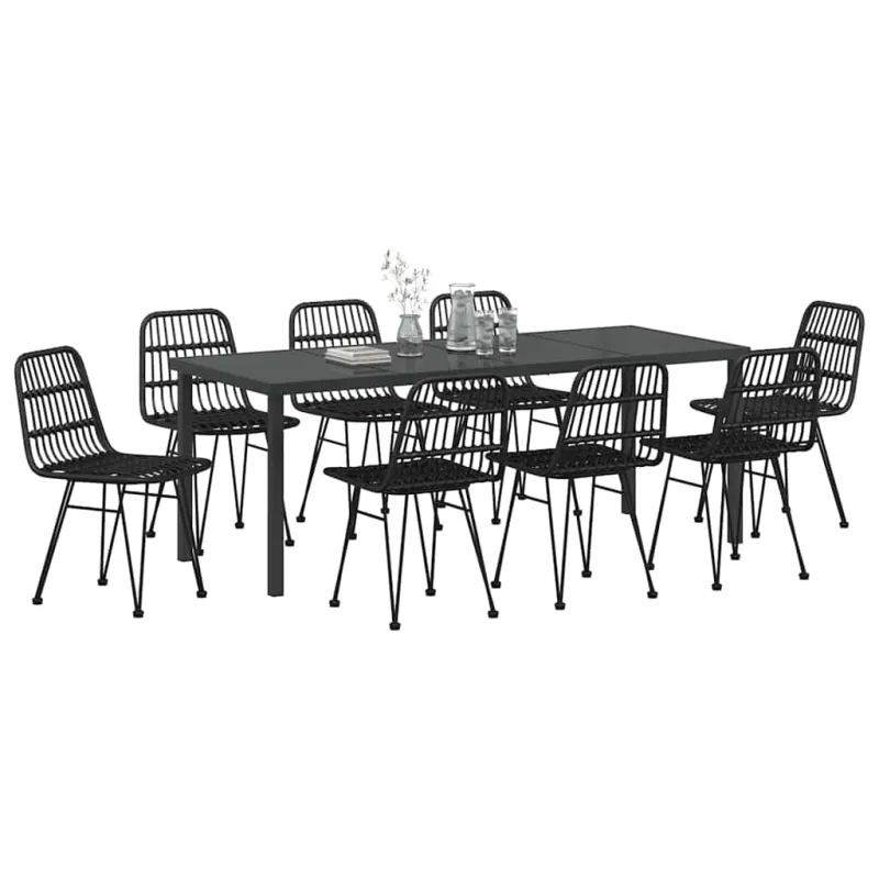 Sodo valgomojo komplektas 9 pcs Juoda