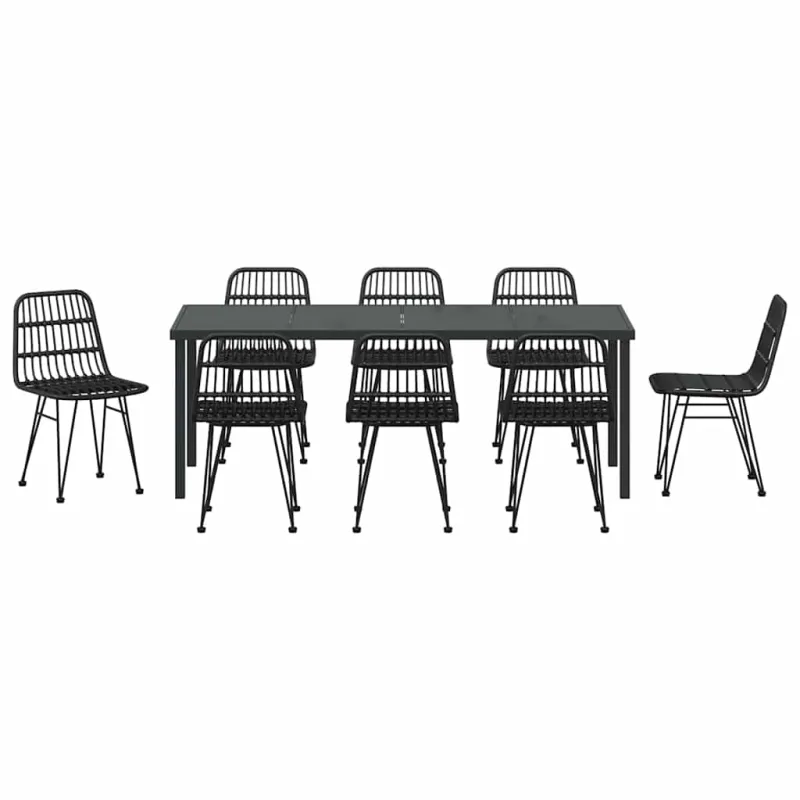 Sodo valgomojo komplektas 9 pcs Juoda