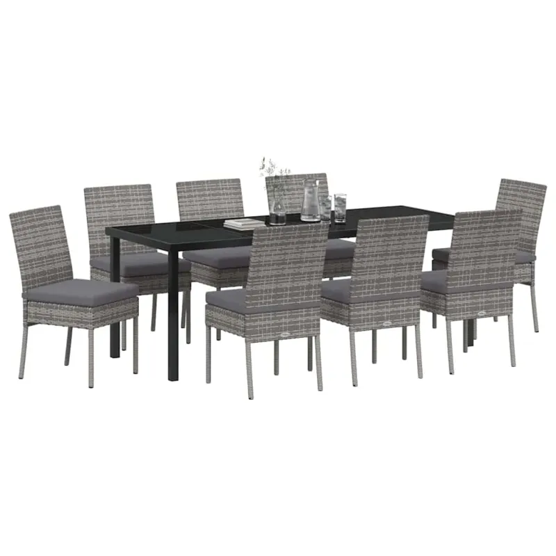 Sodo valgomojo komplektas 9 pcs Pilka