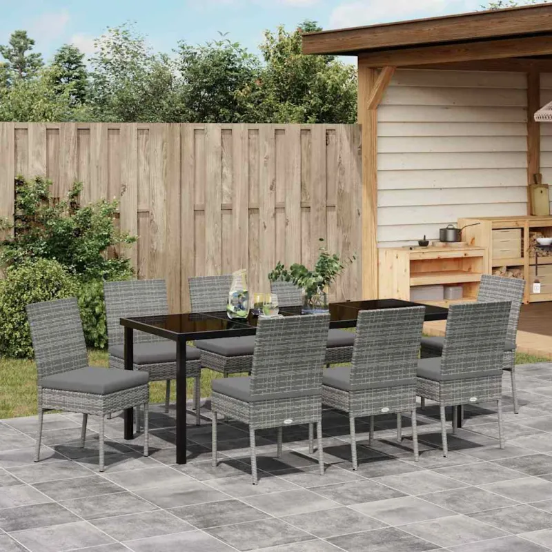 Sodo valgomojo komplektas 9 pcs Pilka