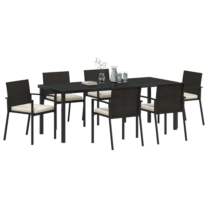 Sodo valgomojo komplektas 7 pcs Juoda