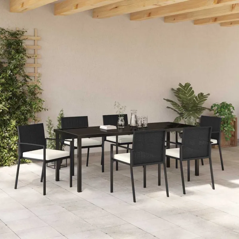 Sodo valgomojo komplektas 7 pcs Juoda