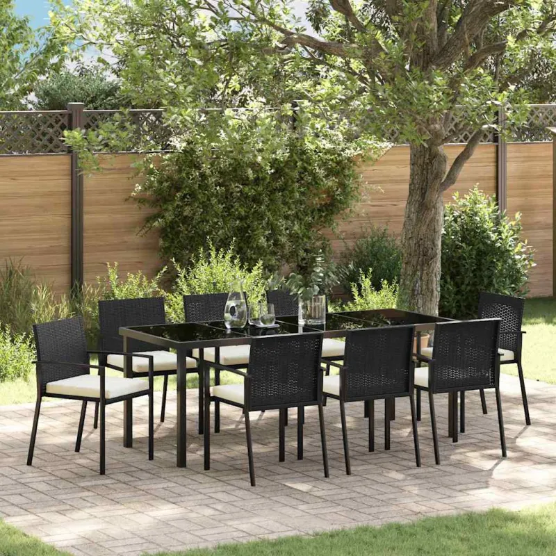 Sodo valgomojo komplektas 9 pcs Juoda