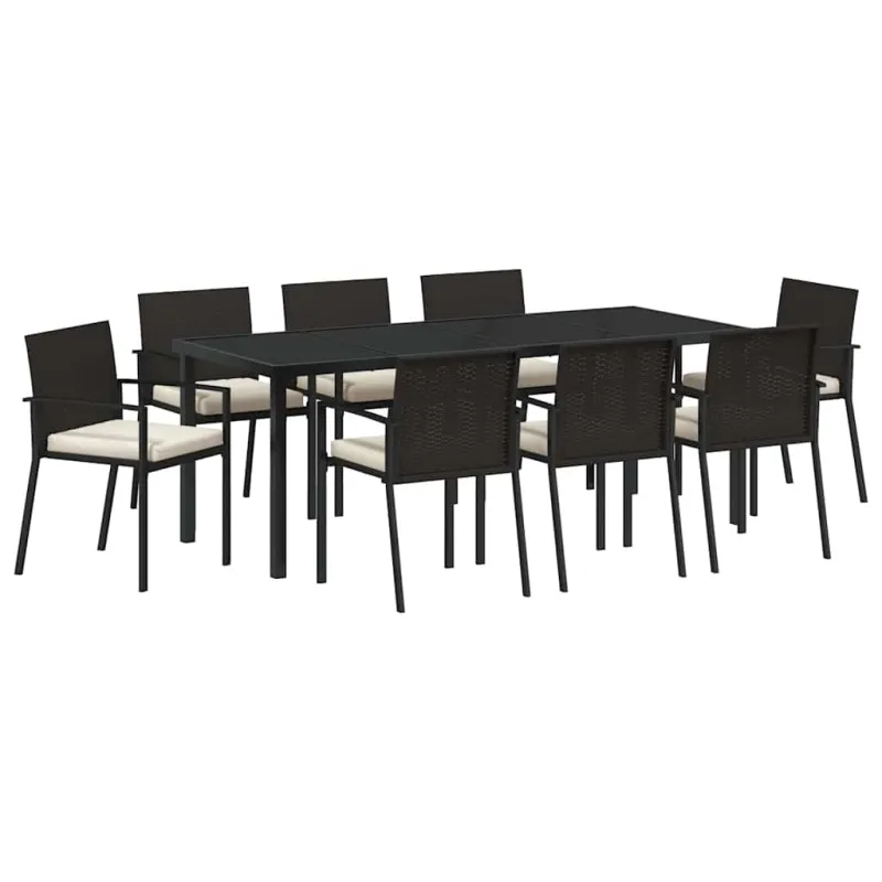 Sodo valgomojo komplektas 9 pcs Juoda