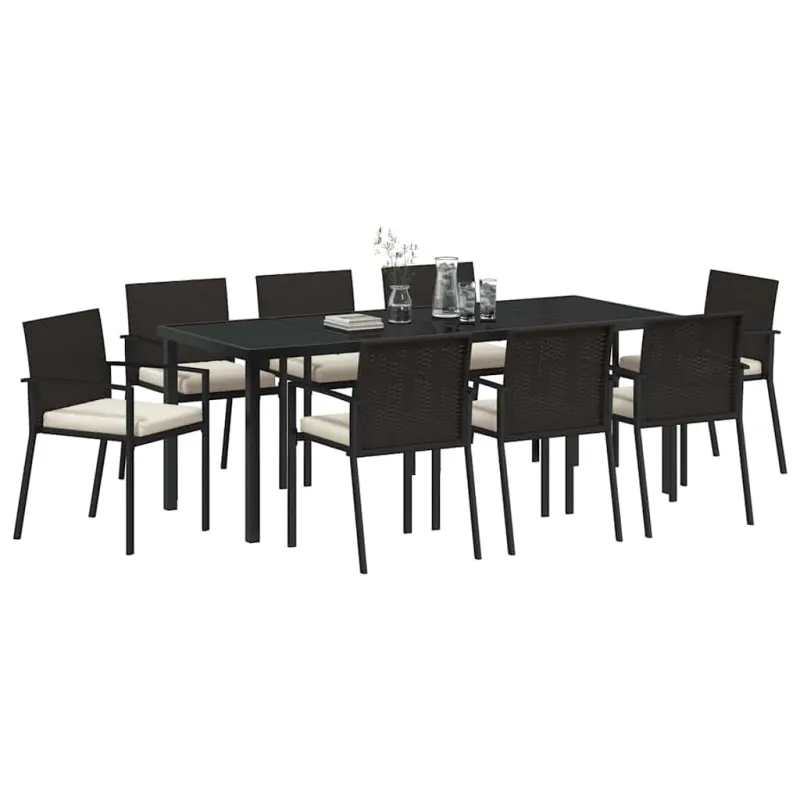 Sodo valgomojo komplektas 9 pcs Juoda