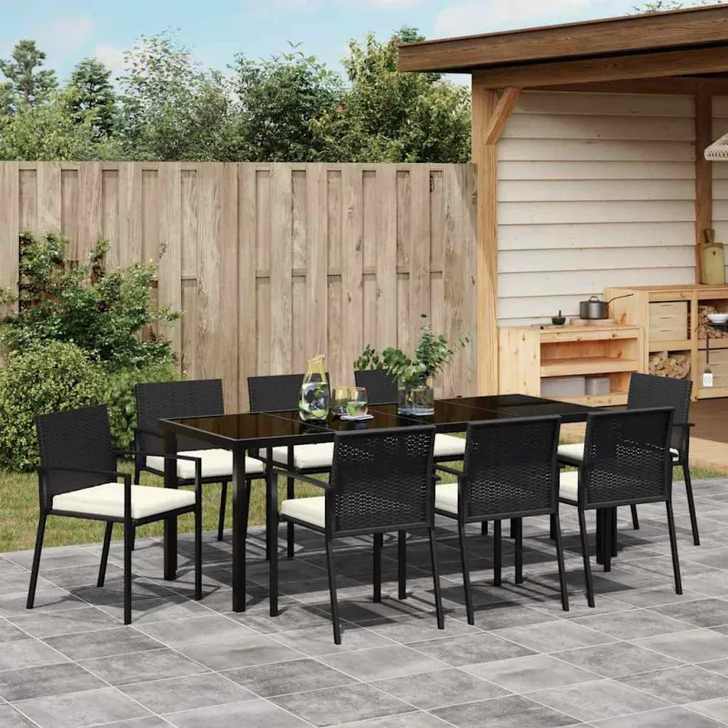 Sodo valgomojo komplektas 9 pcs Juoda
