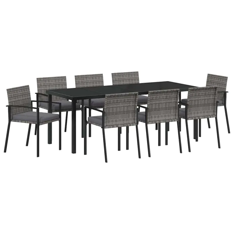Sodo valgomojo komplektas 9 pcs Pilka