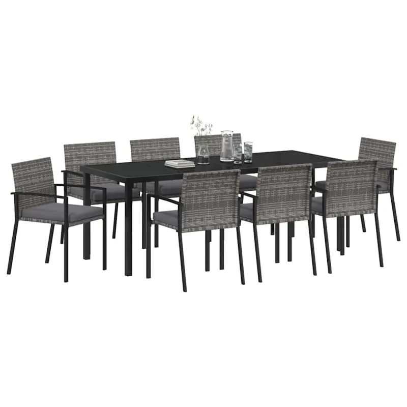 Sodo valgomojo komplektas 9 pcs Pilka