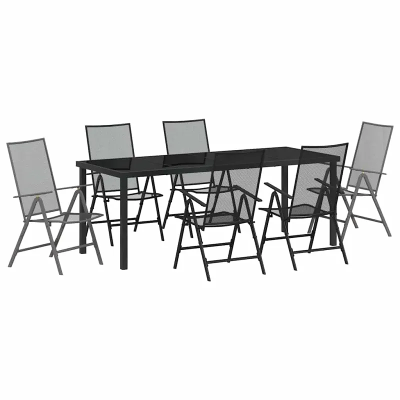 Sodo valgomojo komplektas 7 pcs Antracitas