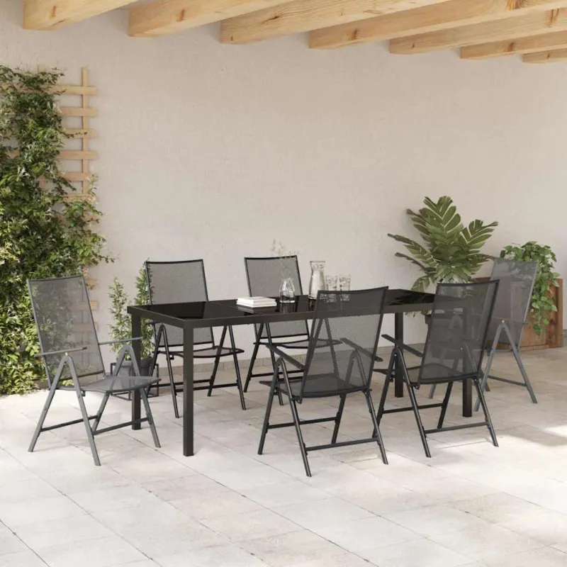 Sodo valgomojo komplektas 7 pcs Antracitas