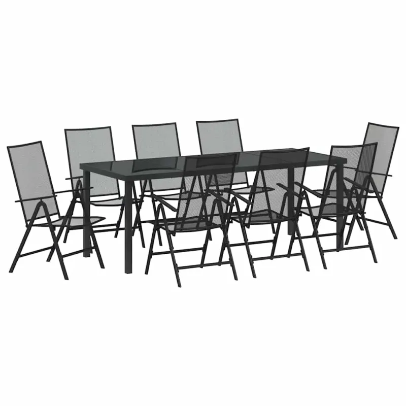 Sodo valgomojo komplektas 9 pcs Antracitas