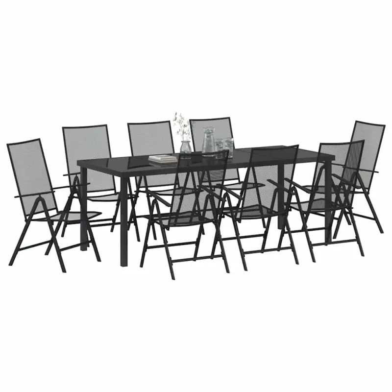 Sodo valgomojo komplektas 9 pcs Antracitas