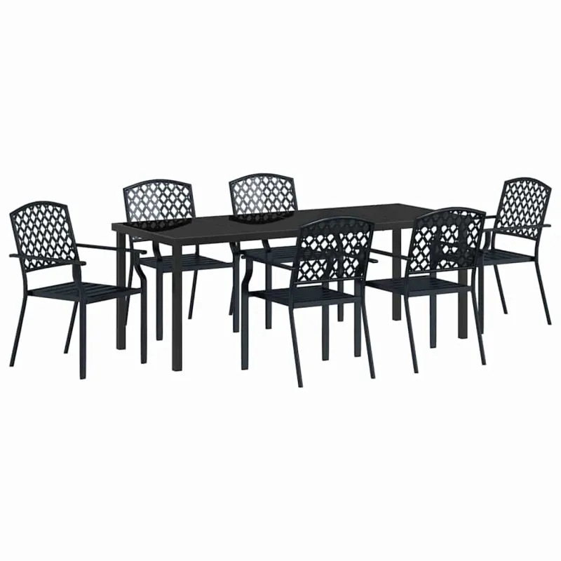 Sodo valgomojo komplektas 7 pcs Antracitas