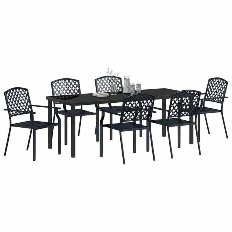 Sodo valgomojo komplektas 7 pcs Antracitas