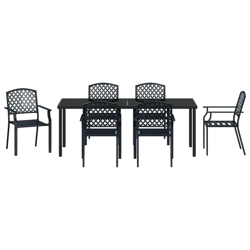 Sodo valgomojo komplektas 7 pcs Antracitas