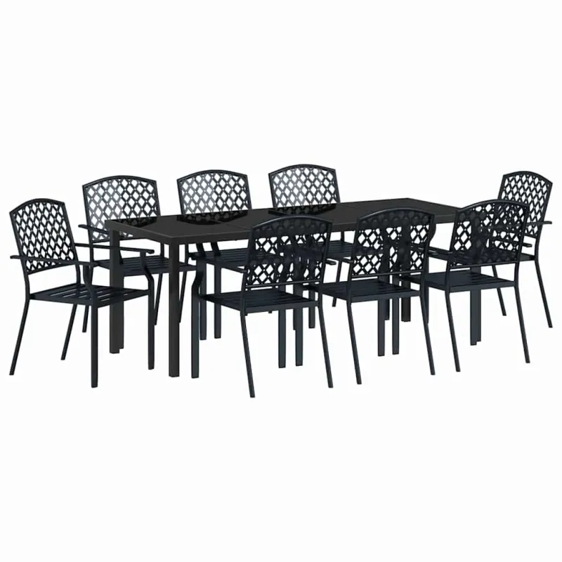 Sodo valgomojo komplektas 9 pcs Antracitas