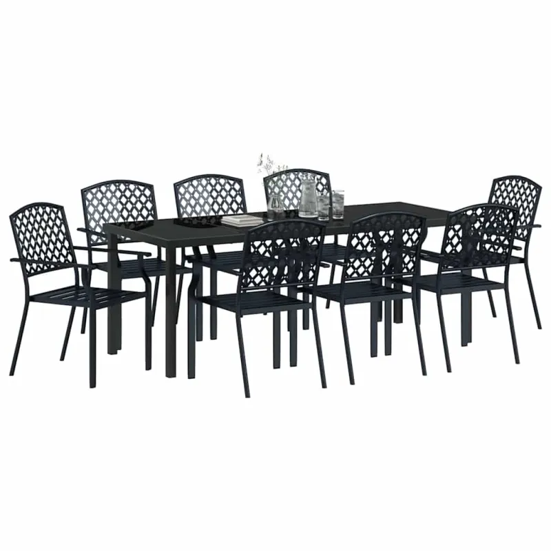 Sodo valgomojo komplektas 9 pcs Antracitas