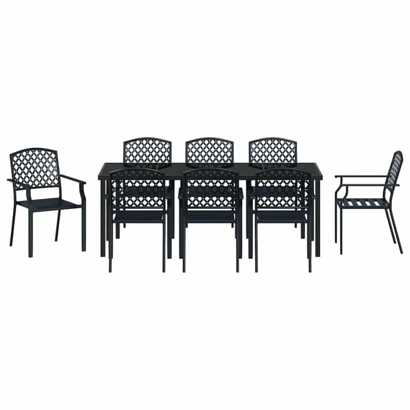 Sodo valgomojo komplektas 9 pcs Antracitas