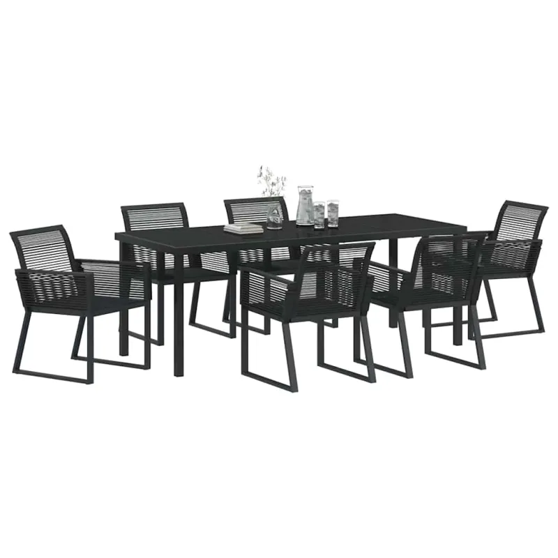 Sodo valgomojo komplektas 7 pcs Juoda
