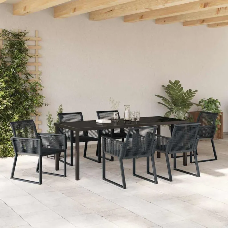 Sodo valgomojo komplektas 7 pcs Juoda