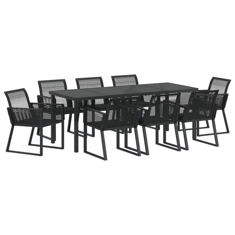 Sodo valgomojo komplektas 9 pcs Juoda