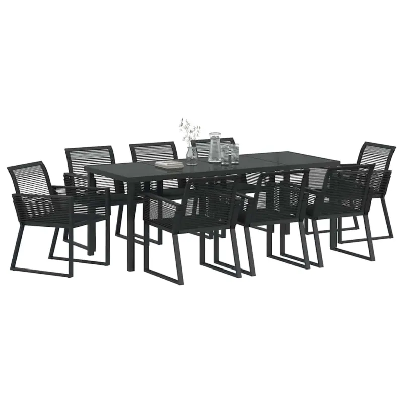 Sodo valgomojo komplektas 9 pcs Juoda