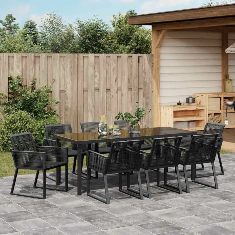 Sodo valgomojo komplektas 9 pcs Juoda