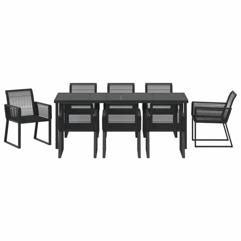 Sodo valgomojo komplektas 9 pcs Juoda