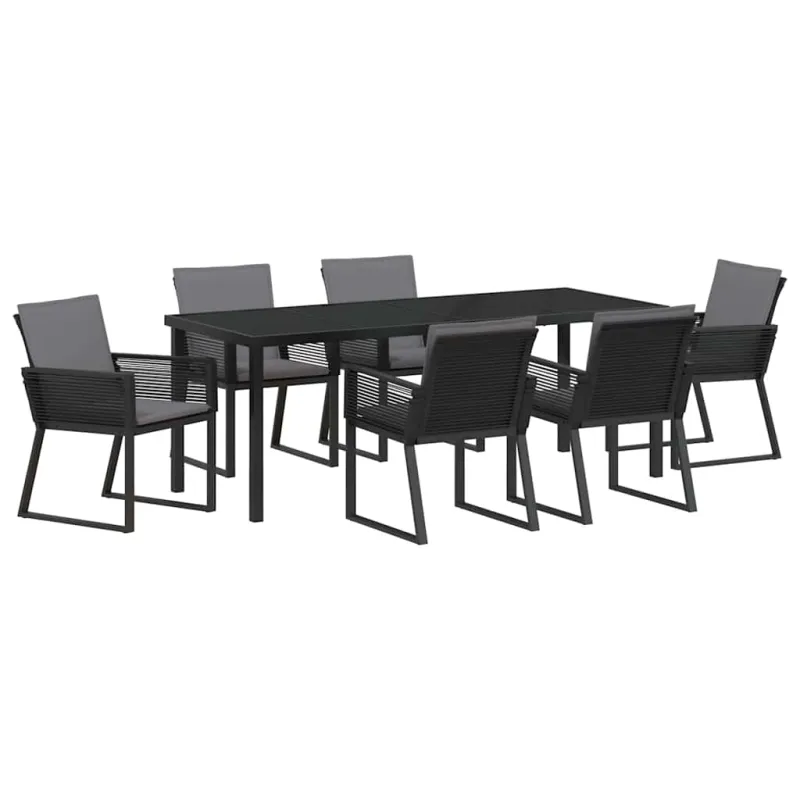 Sodo valgomojo komplektas 7 pcs Juoda
