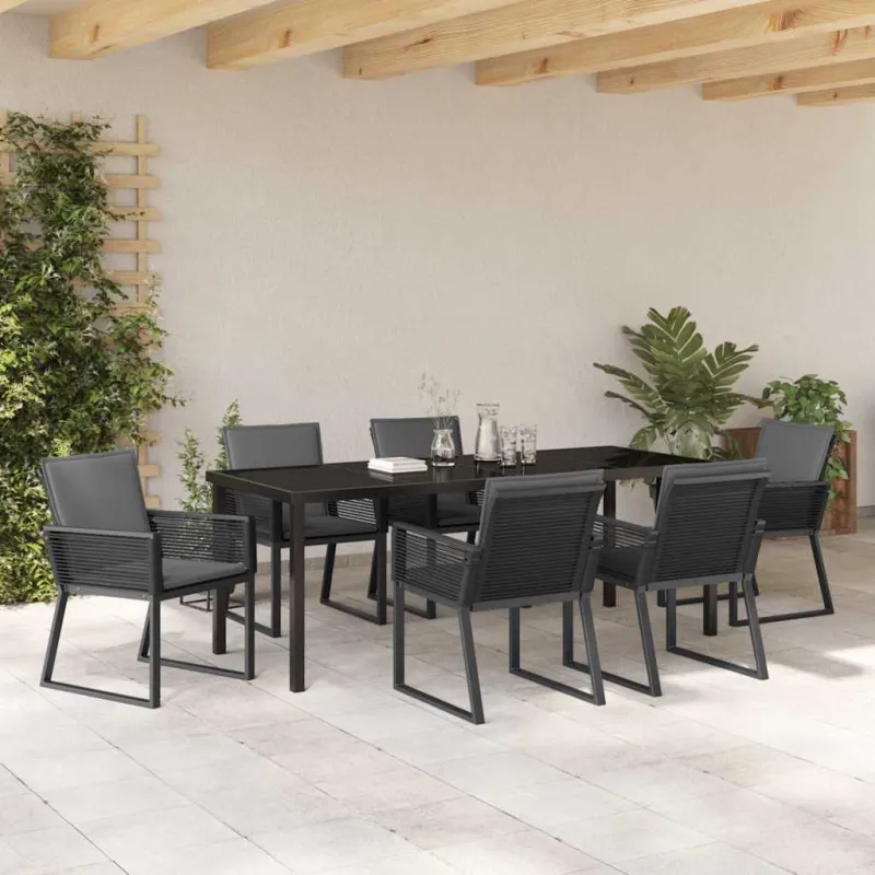 Sodo valgomojo komplektas 7 pcs Juoda