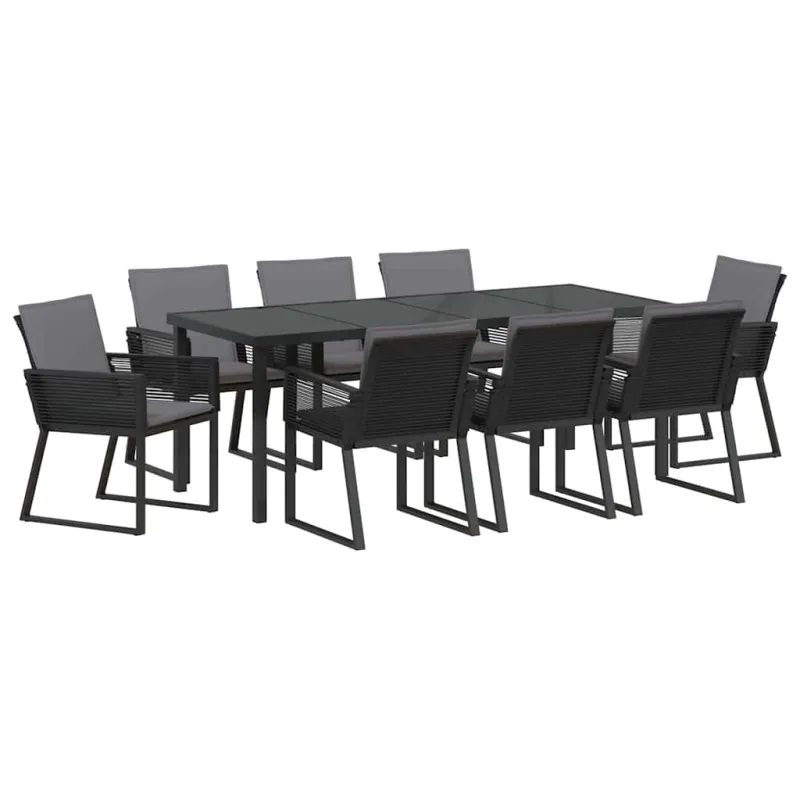 Sodo valgomojo komplektas 9 pcs Juoda