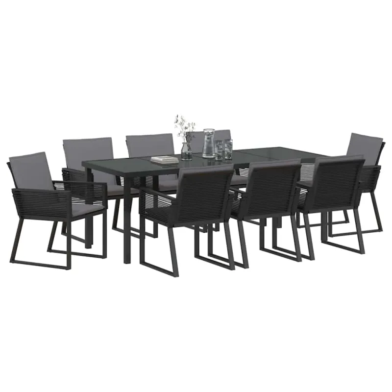 Sodo valgomojo komplektas 9 pcs Juoda