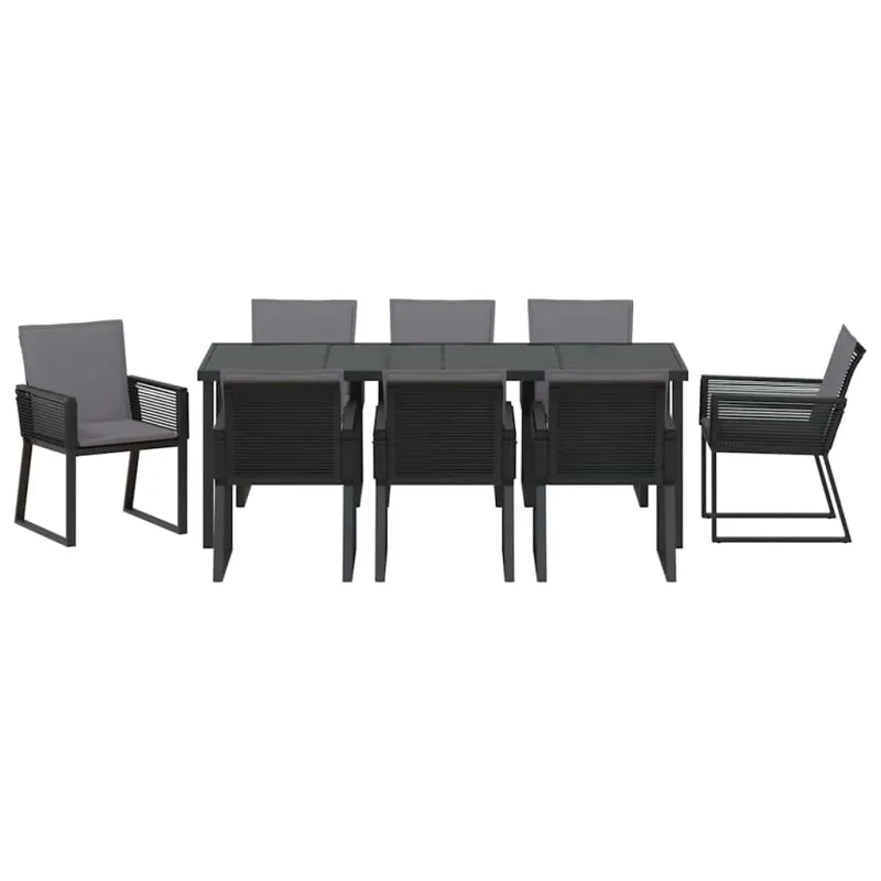 Sodo valgomojo komplektas 9 pcs Juoda