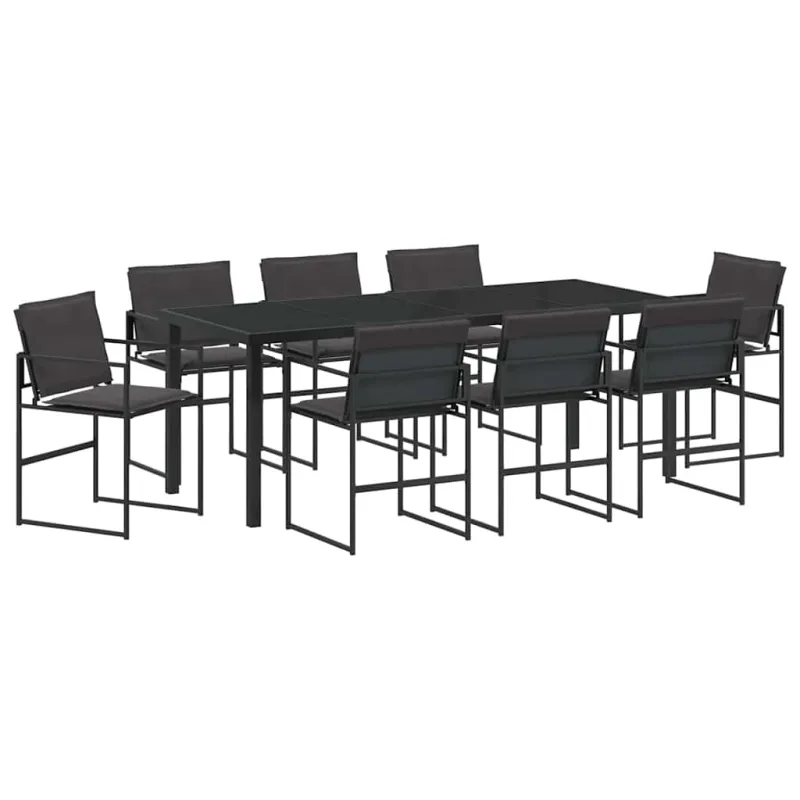 Sodo valgomojo komplektas 9 pcs Juoda 200 x 80 x 73 cm