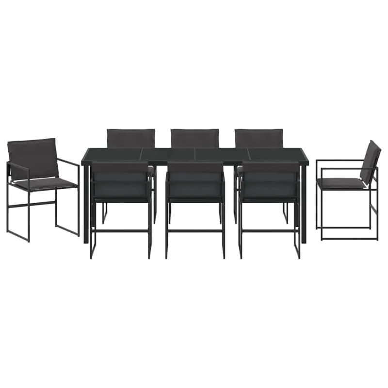Sodo valgomojo komplektas 9 pcs Juoda 200 x 80 x 73 cm