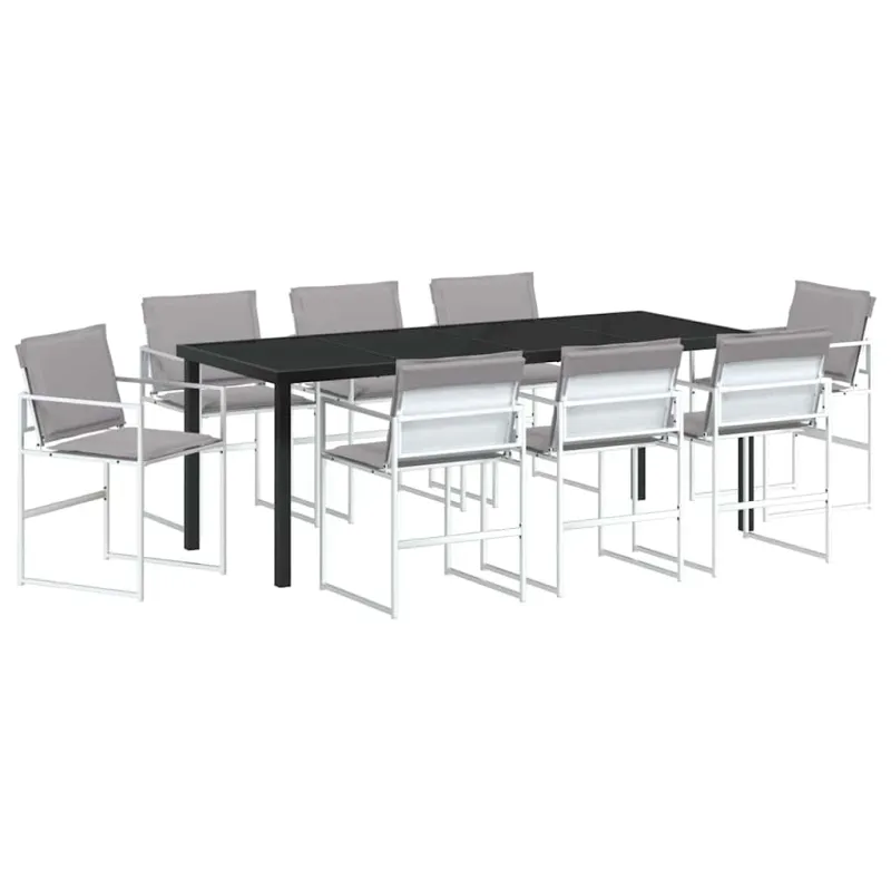 Sodo valgomojo komplektas 9 pcs Balta 200 x 80 x 73 cm
