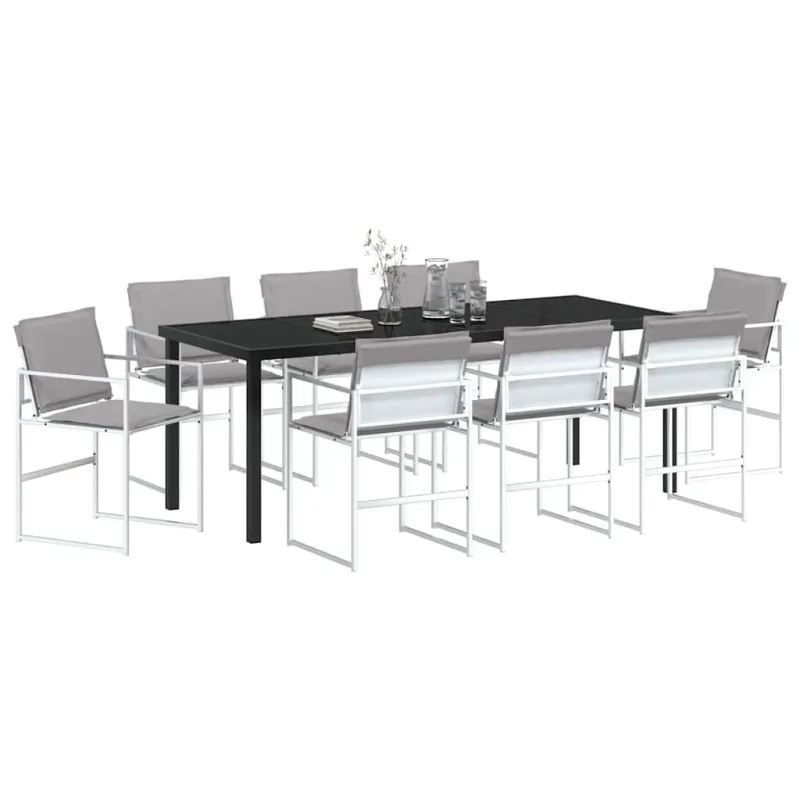 Sodo valgomojo komplektas 9 pcs Balta 200 x 80 x 73 cm