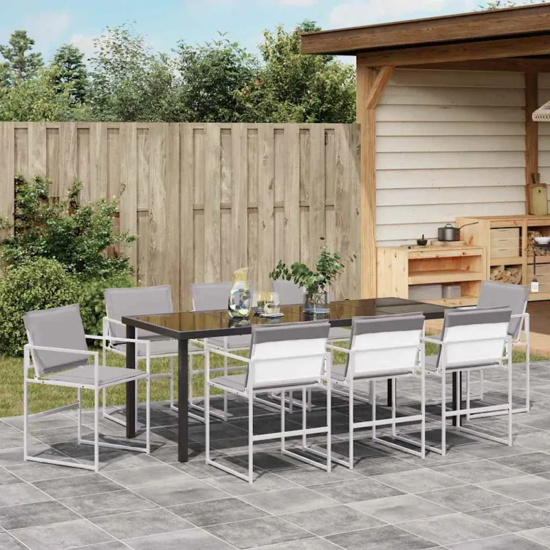 Sodo valgomojo komplektas 9 pcs Balta 200 x 80 x 73 cm